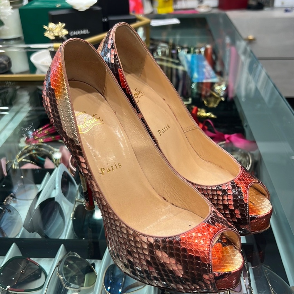 Christian Louboutin snakeskin print heels